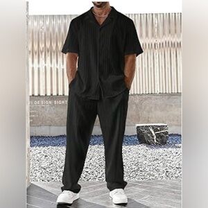 Island shore men’s size XXL camp cross stripe short‎ sleeve button-down shirt